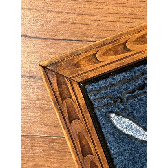 Carved Wood & Tile Trivet w/Bird & Ocean Decoe - Picture 2 of 6